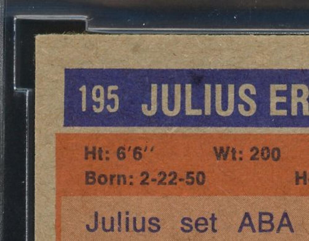 1972-73 Topps #195 Julius Erving Rookie Card BGS BCCG 9 Near Mint+ Image 7
