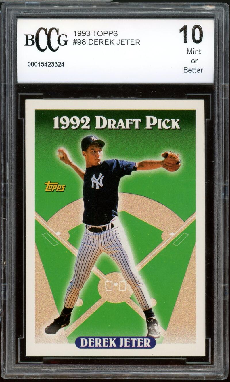 1993 Topps #98 Derek Jeter Rookie Card BGS BCCG 10 Mint+ Image 1