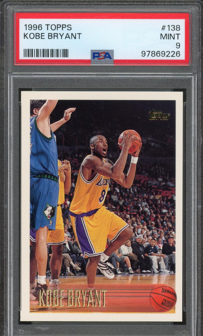 Kobe Bryant Rookie Card 1996-97 Topps #138 PSA 9 Image 1