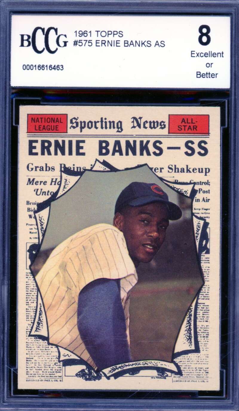 1961 Topps #575 Ernie Banks All Star Card BGS BCCG 8 Excellent+ Image 1