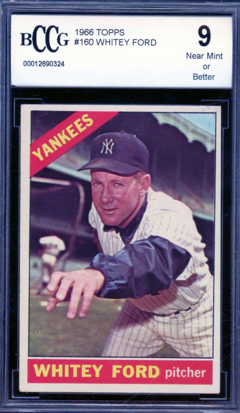 1966 Topps #160 Whitey Ford Card BGS BCCG 9 Near Mint+ Image 1