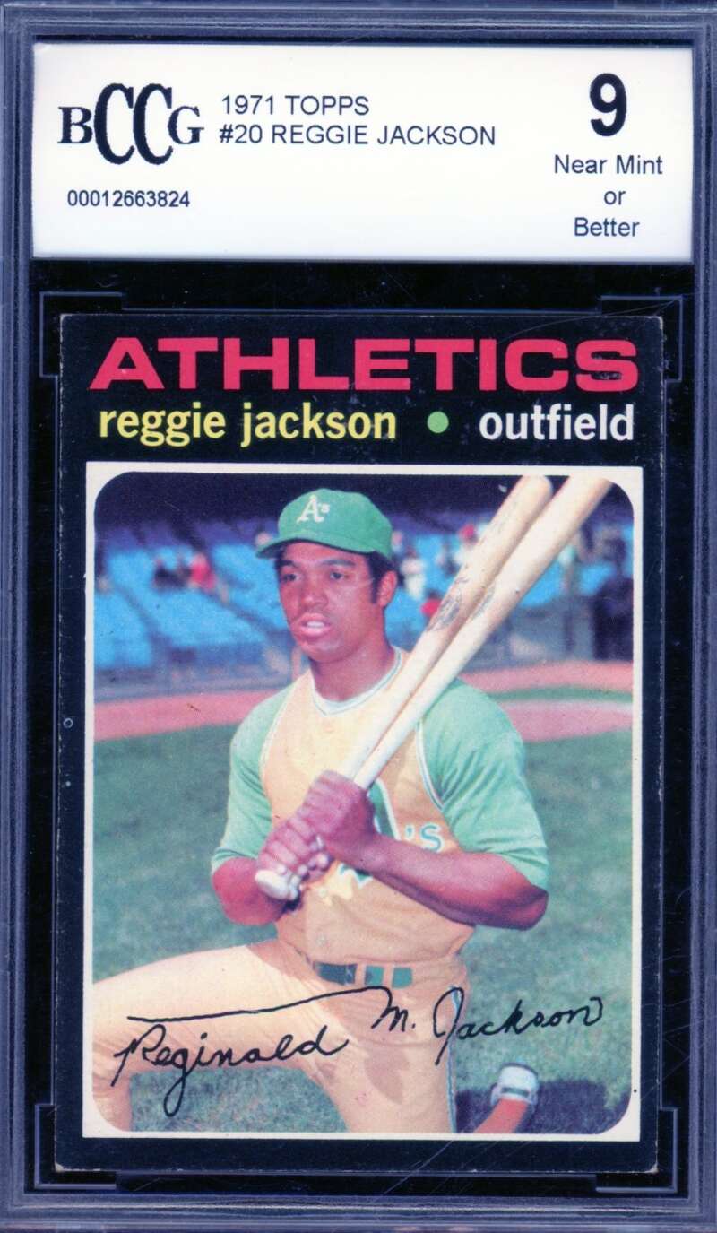 1971 Topps #20 Reggie Jackson Card BGS BCCG 9 Near Mint+ Image 1