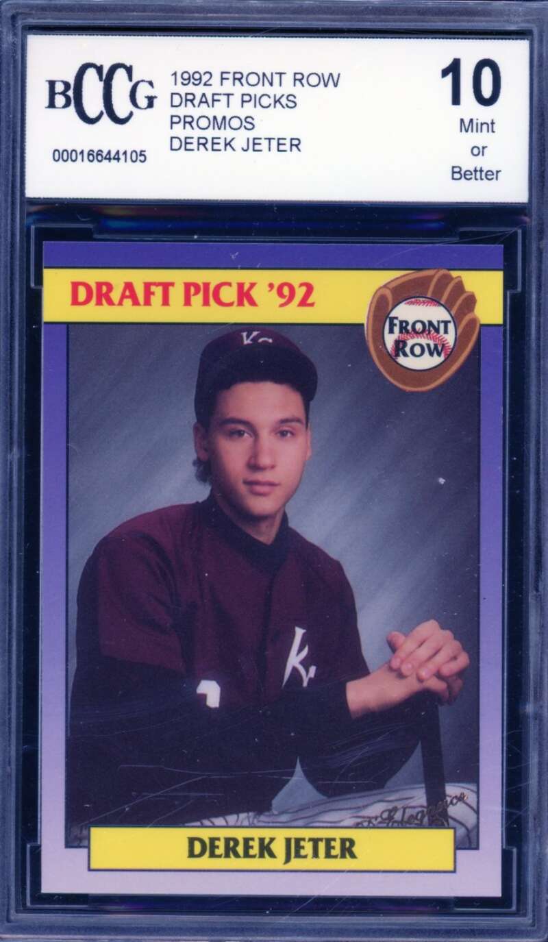 1992 Front Row Draft Picks Promos Derek Jeter Rookie Card BGS BCCG 10 Mint+ Image 1