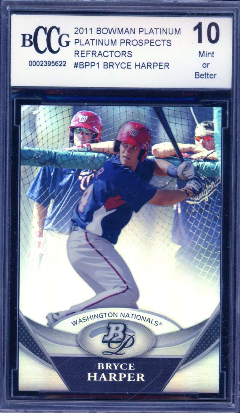 2011 Bowman Platinum Prospects Ref #BPP1 Bryce Harper Rookie BGS BCCG 10 Mint+ Image 1