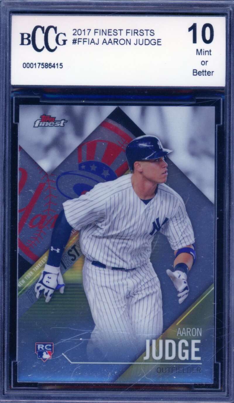 2017 Finest Firsts #FFIAJ Aaron Judge Rookie Card BGS BCCG 10 Mint+ Image 1