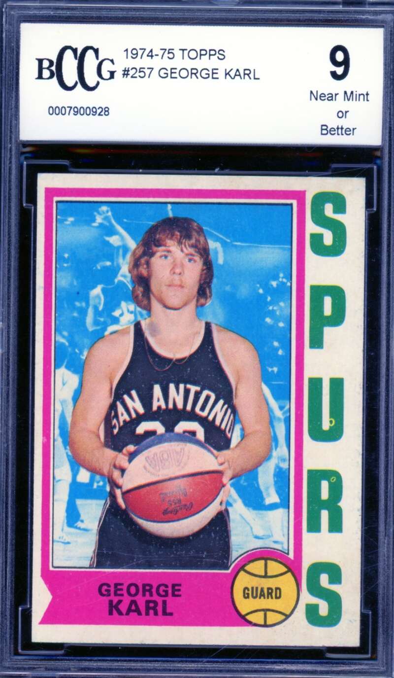 1974-75 Topps #257 George Karl Rookie Card BGS BCCG 9 Near Mint+ Image 1