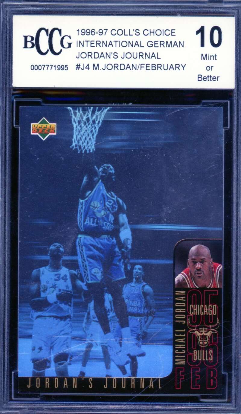 1996-97 Coll's Choice International German #J4 Michael Jordan BGS BCCG 10 Mint+ Image 1