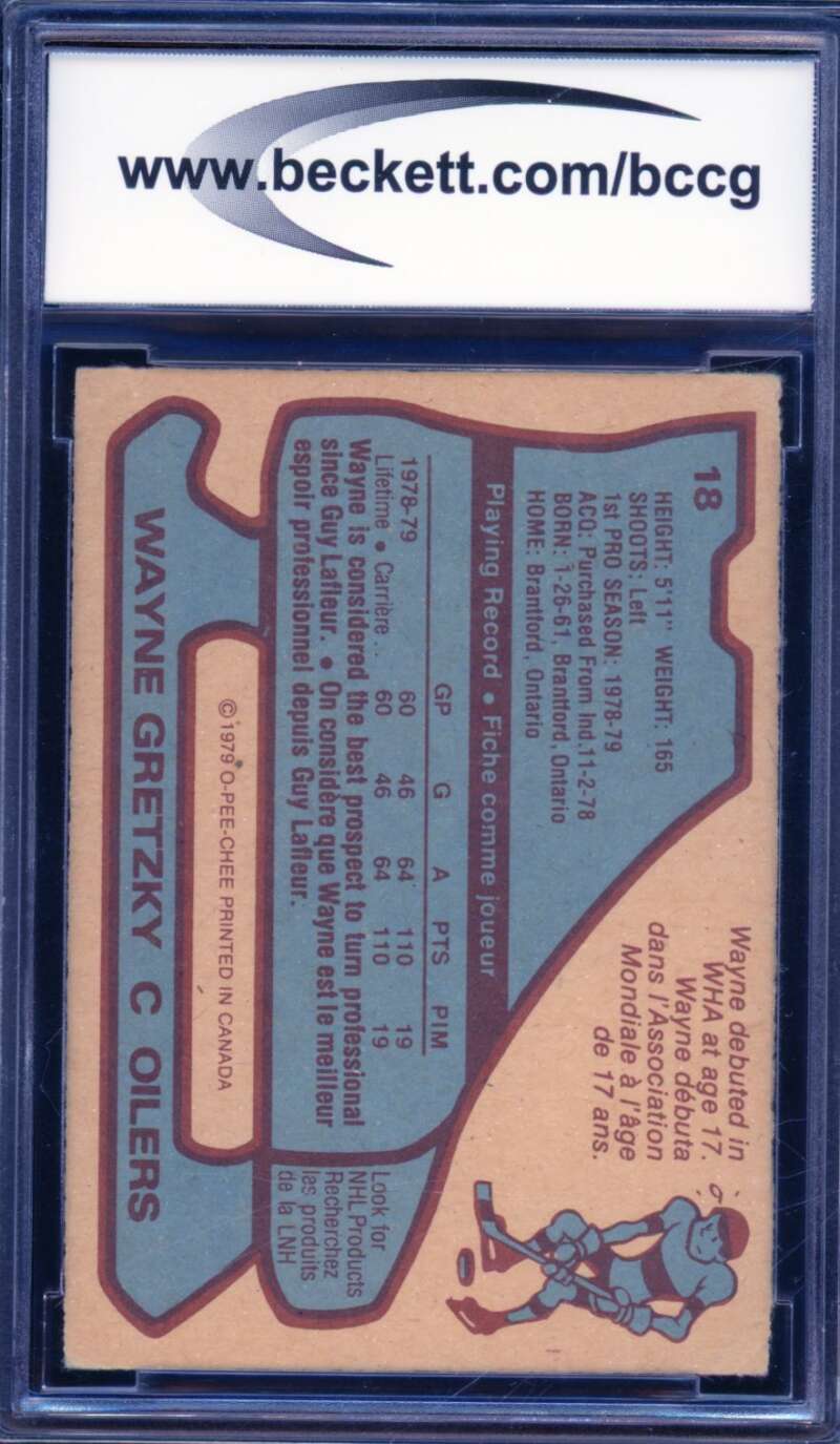 1979-80 O-Pee-Chee #18 Wayne Gretzky Rookie Card BGS BCCG 7 Very Good+ Image 2