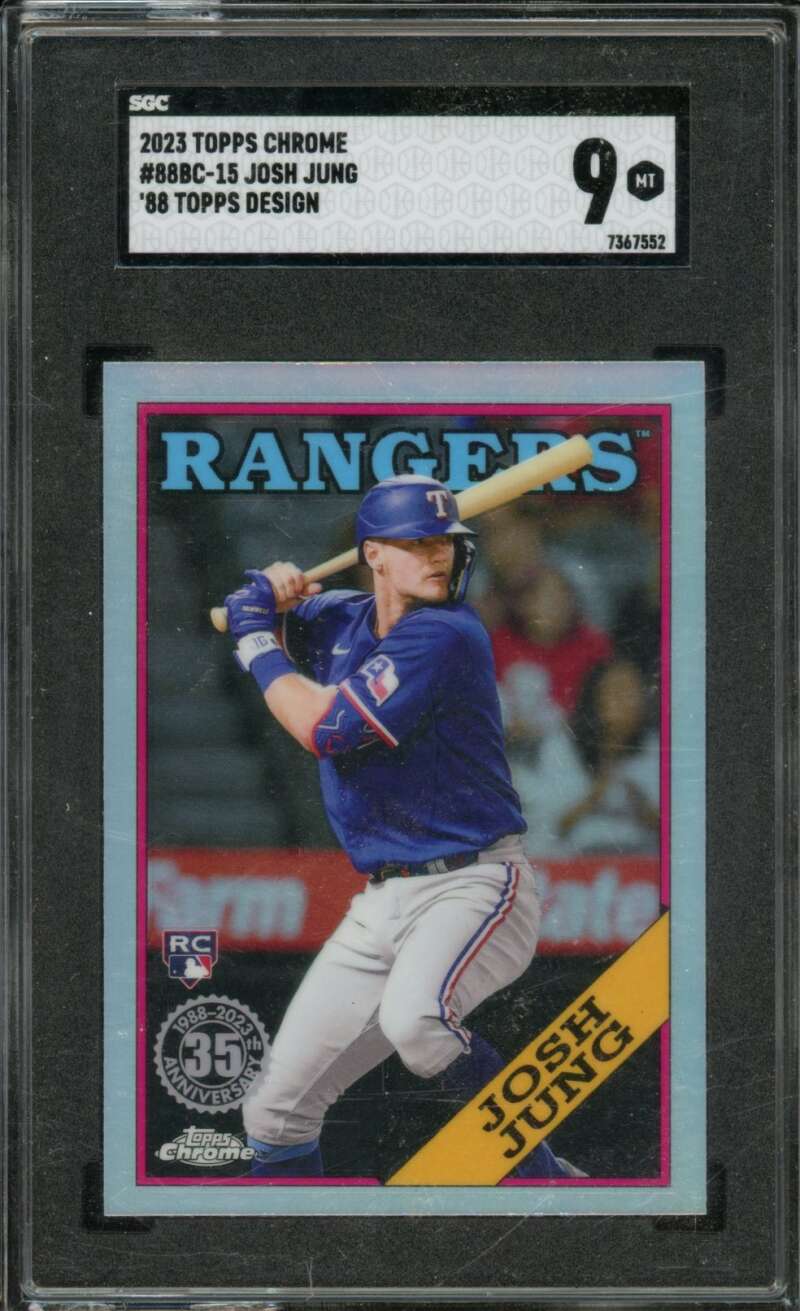 Josh Jung Rookie Card 2023 Topps Chrome 88 Topps Design #88BC-15 SGC 9 Image 1