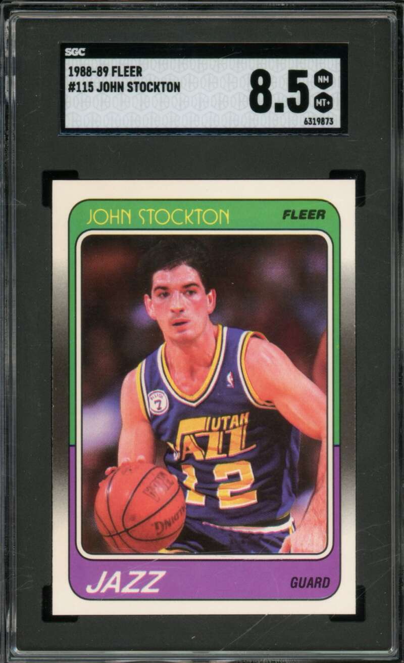 John Stockton Rookie Card 1988-89 Fleer #115 SGC 8.5 Image 1