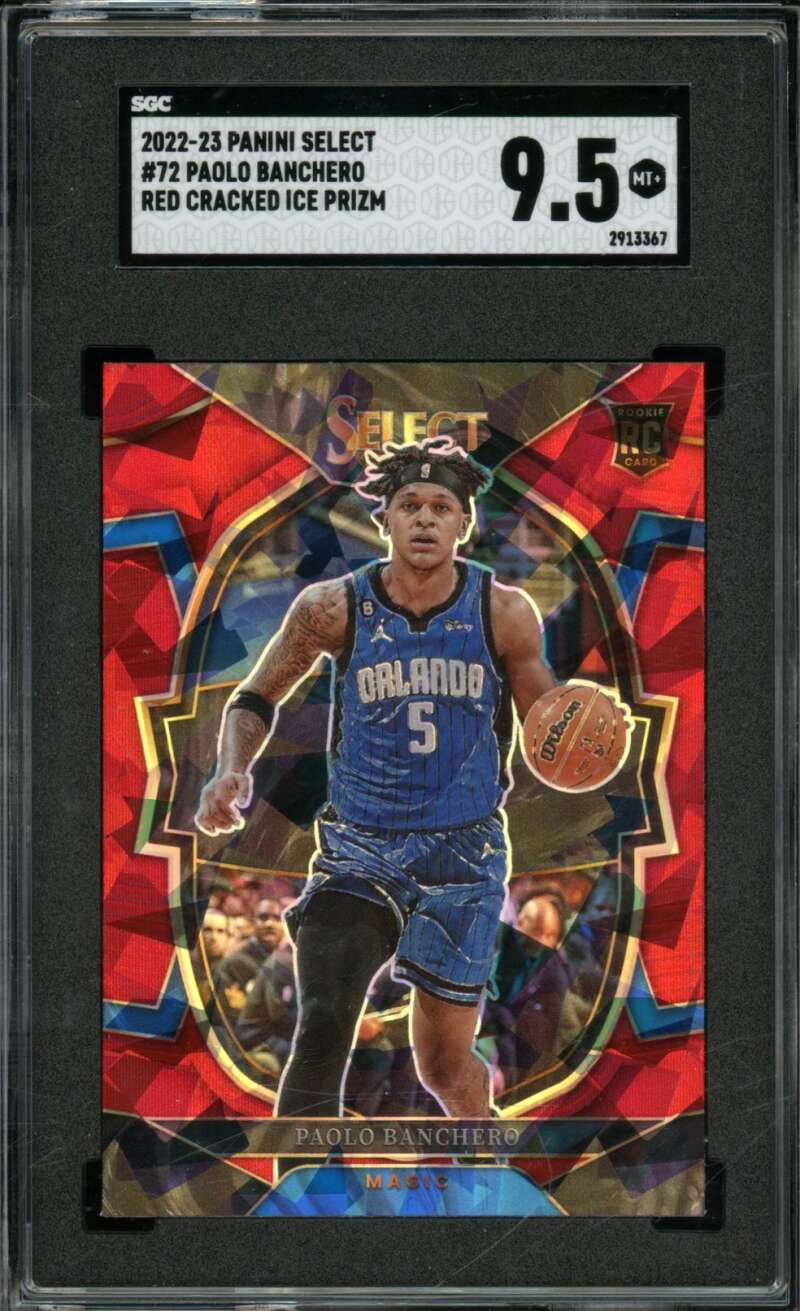 Paolo Banchero Rookie 2022-23 Panini Select Red Cracked Ice Prizm #72 SGC 9.5 Image 1