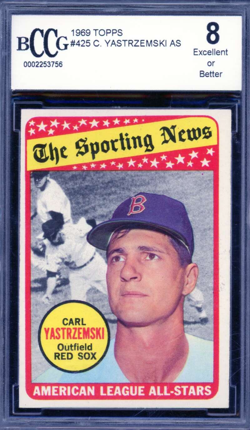 Carl Yastrzemski All Star Card 1969 Topps #425 BGS BCCG 8 Image 1