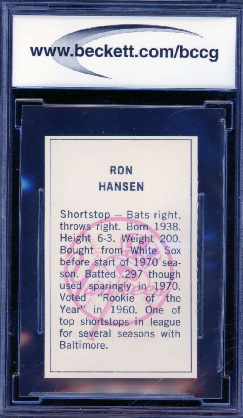 Ron Hansen Card 1971 Dell Today's Team Stamps #513 BGS BCCG 9 Image 2