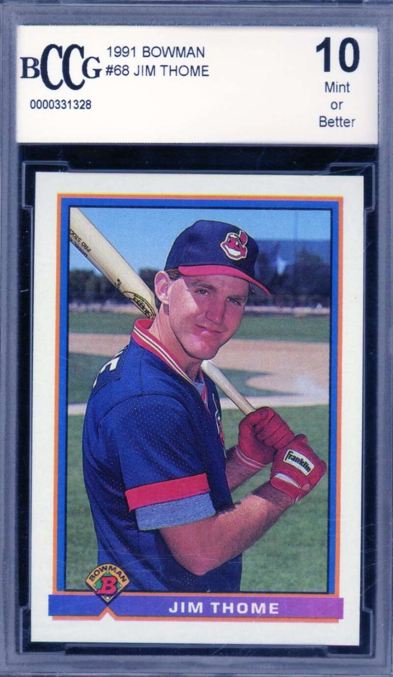 Jim Thome Rookie Card 1991 Bowman #68 BGS BCCG 10 Image 1