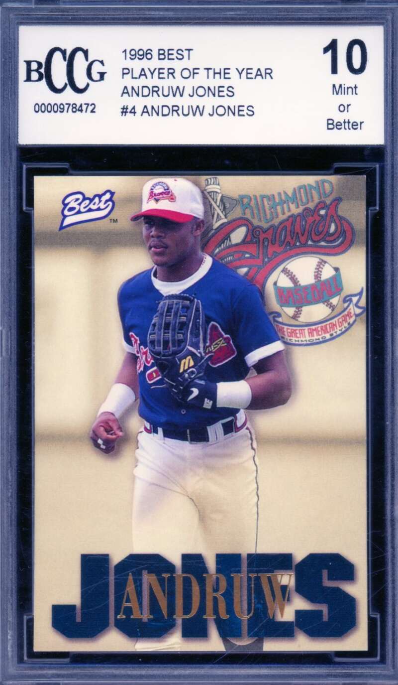 Andruw Jones Rookie Card 1996 Best Player Of The Year #4 BGS BCCG 10 Image 1