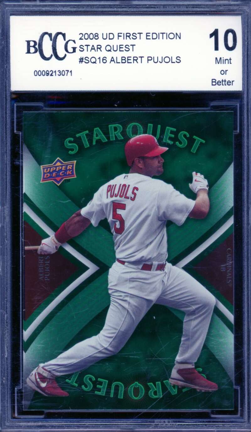 Albert Pujols Card 2008 UD First Edition Star Quest #SQ16 BGS BCCG 10 Image 1