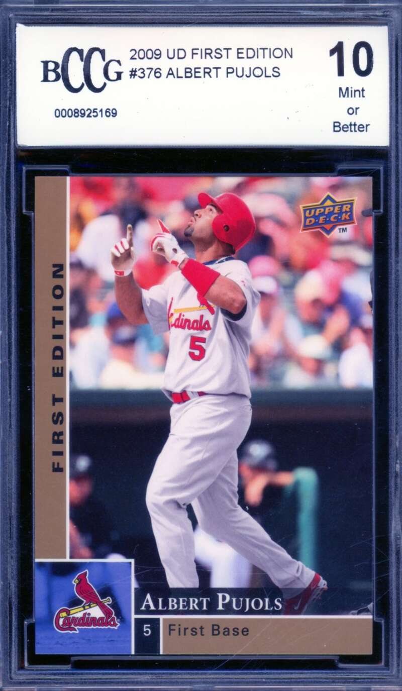 Albert Pujols Card 2009 UD First Edition #376 BGS BCCG 10 Image 1