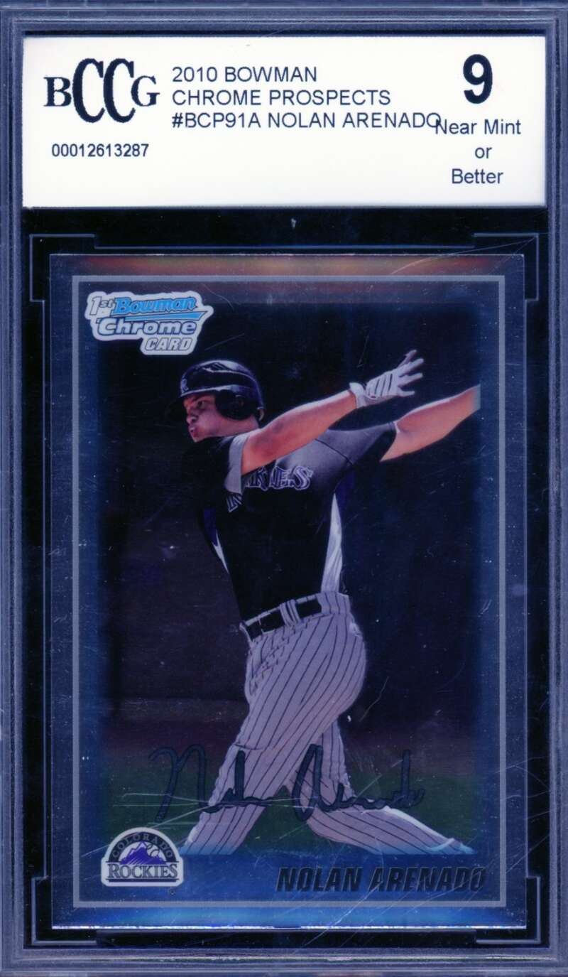 Nolan Arenado Rookie Card 2010 Bowman Chrome Prospects #BCP91A BGS BCCG 9 Image 1