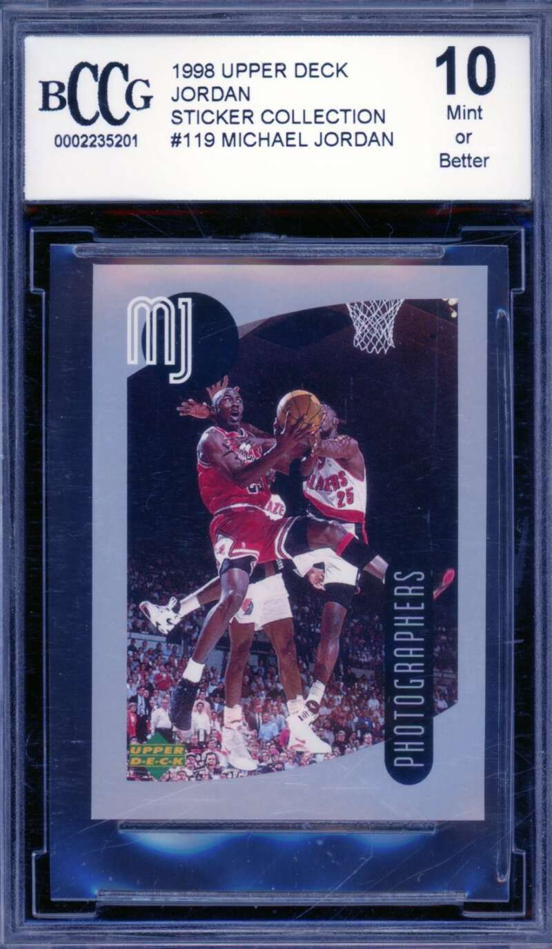 Michael Jordan Card 1998-99 Upper Deck Sticker Collection #119 BGS BCCG 10 Image 1