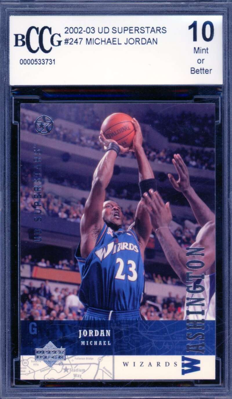 Michael Jordan Card 2002-03 UD Superstars #247 BGS BCCG 10 Image 1