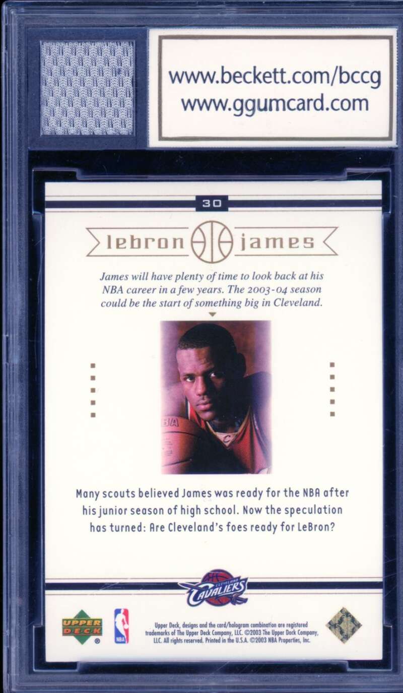 LeBron James Rookie 2003-04 Upper Deck Jersey #30 BGS BCCG 10 (Holder scratches) Image 2