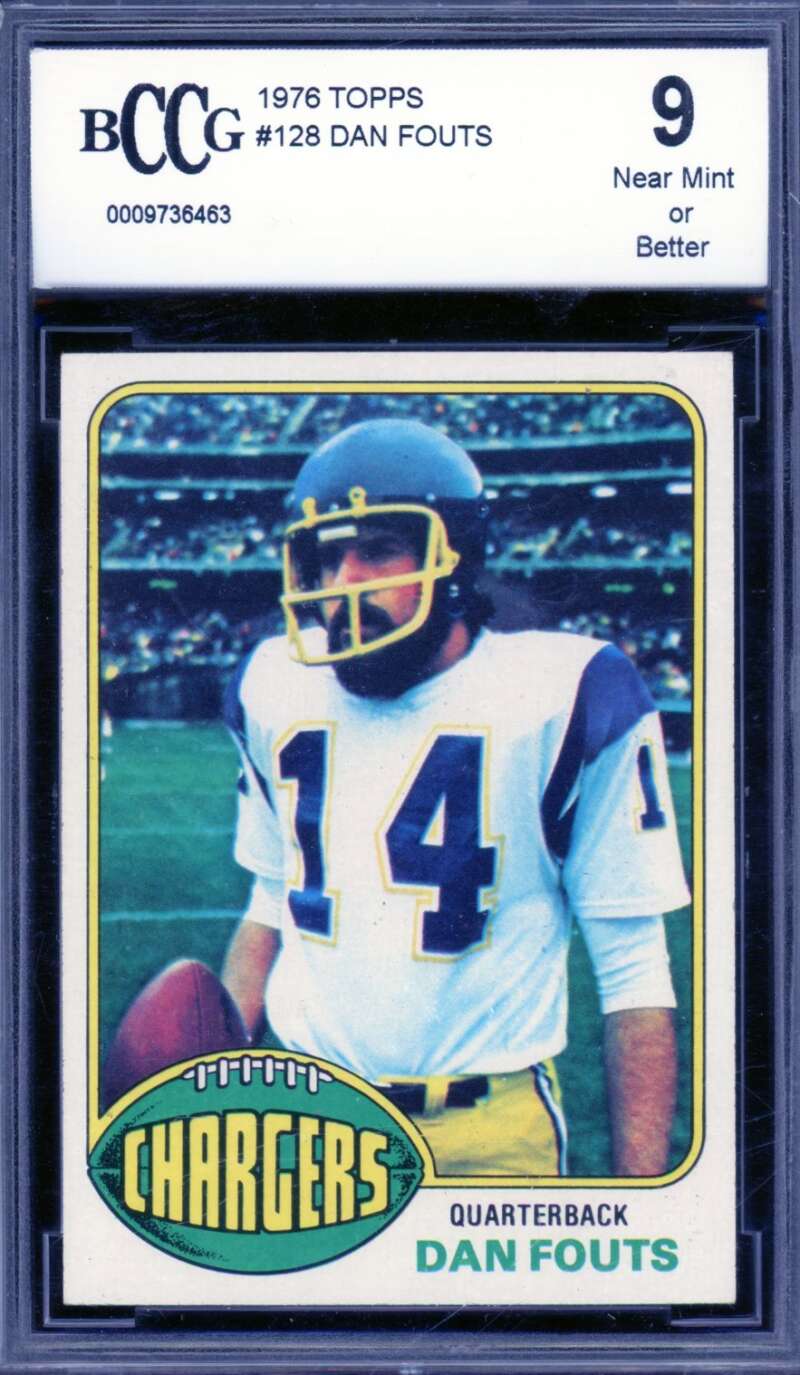 Dan Fouts Rookie Card 1976 Topps #128 BGS BCCG 9 Image 1