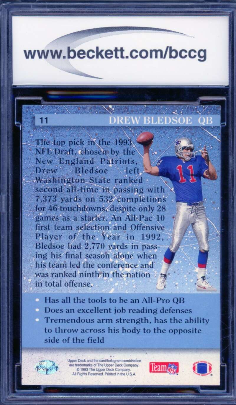 Drew Bledsoe Rookie Card 1993 Upper Deck #11 BGS BCCG 10 Image 2
