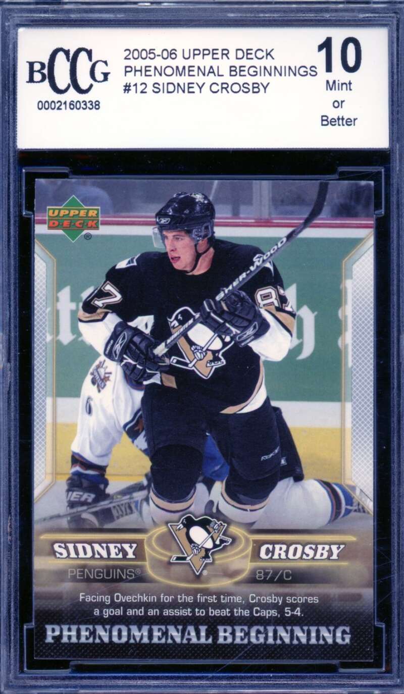 Sidney Crosby Rookie Card 2005-06 Upper Deck PB #12 BGS BCCG 10 Image 1
