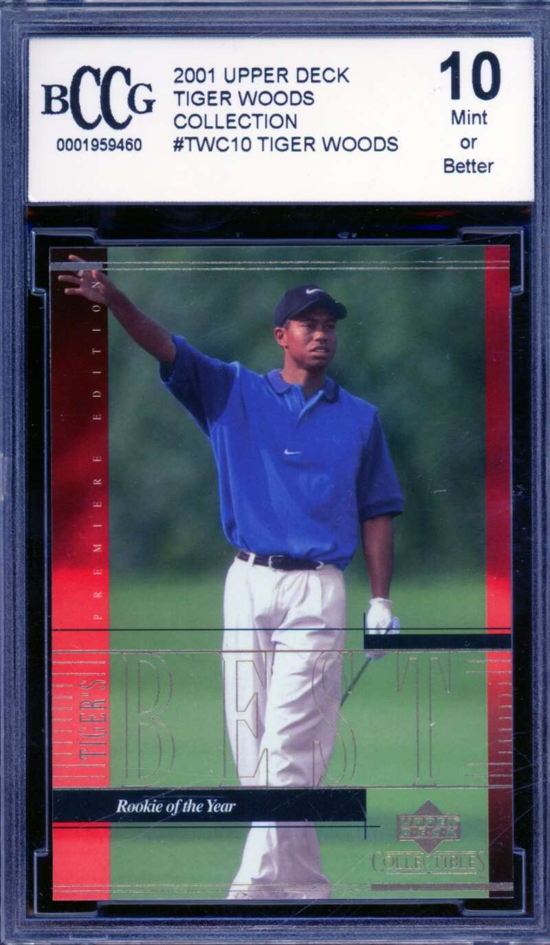 Tiger Woods Rookie Card 2001 Upper Deck #TWC10 BGS BCC 10 Image 1