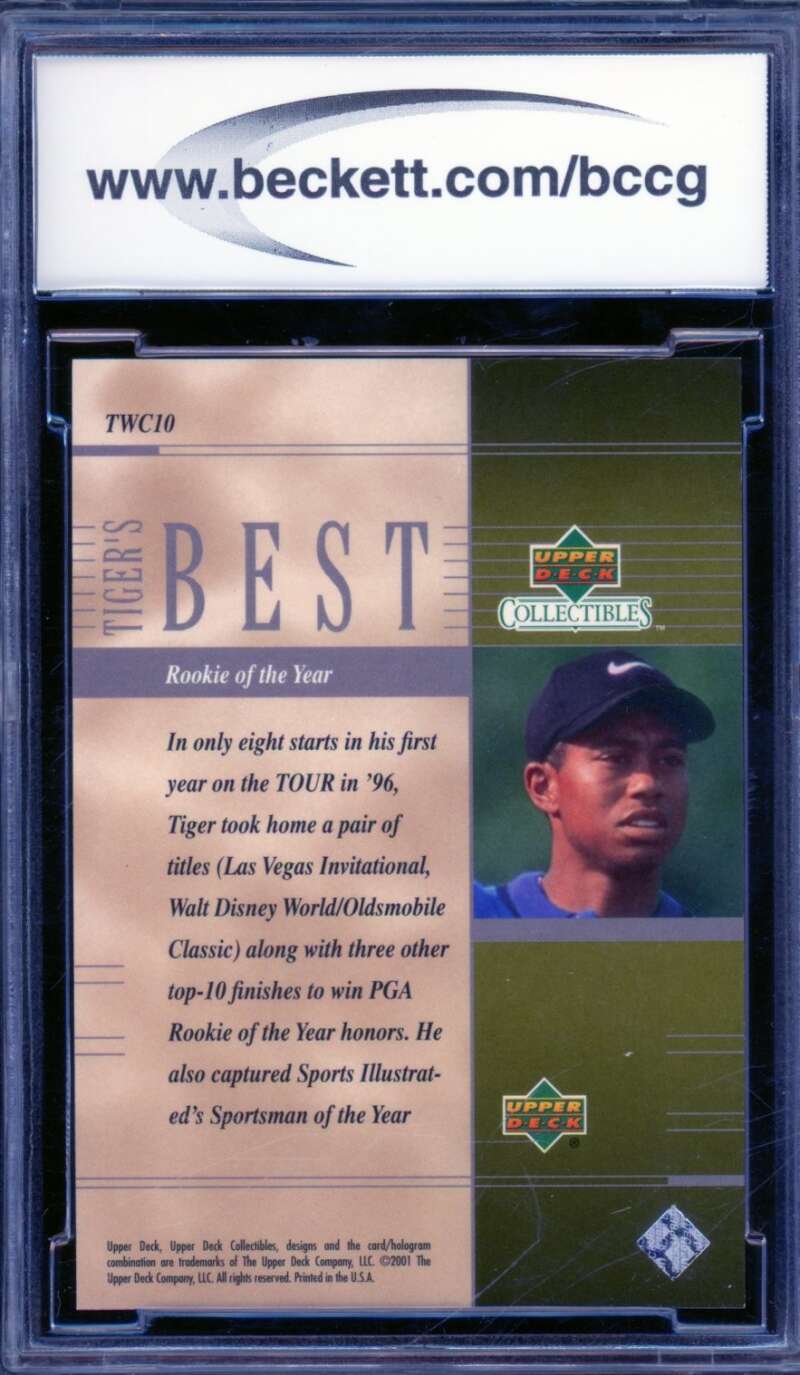 Tiger Woods Rookie Card 2001 Upper Deck #TWC10 BGS BCC 10 Image 2