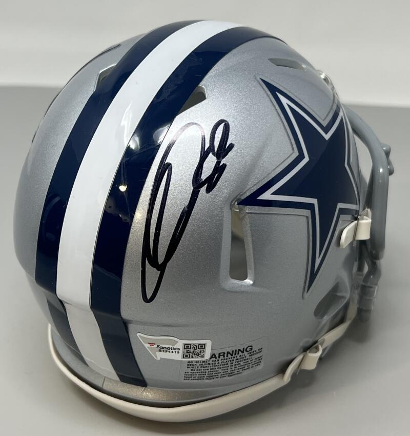 CeeDee Lamb Autograph Signed Cowboys Mini Football Helmet Fnatics Authentic Image 1