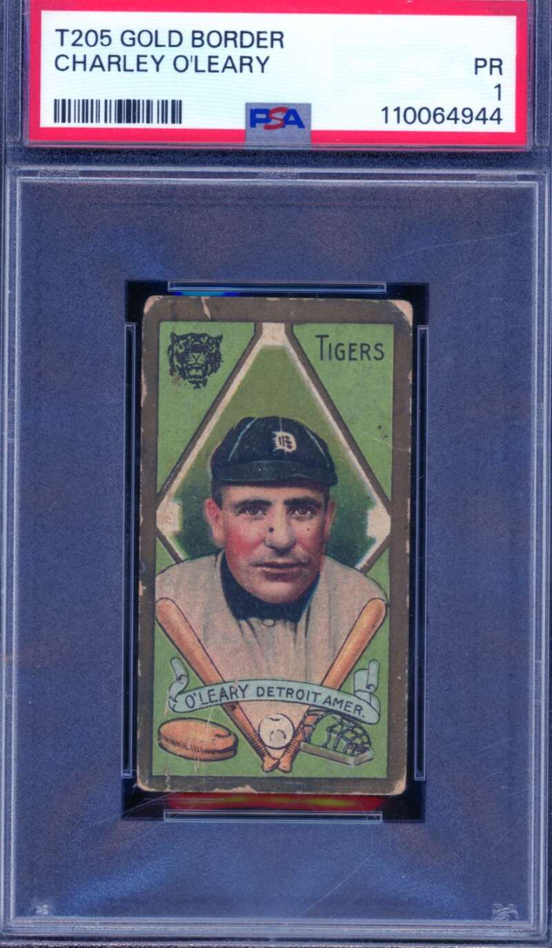 Charley O'leary Card 1911 T205 Gold Border #149 PSA 1 Image 1