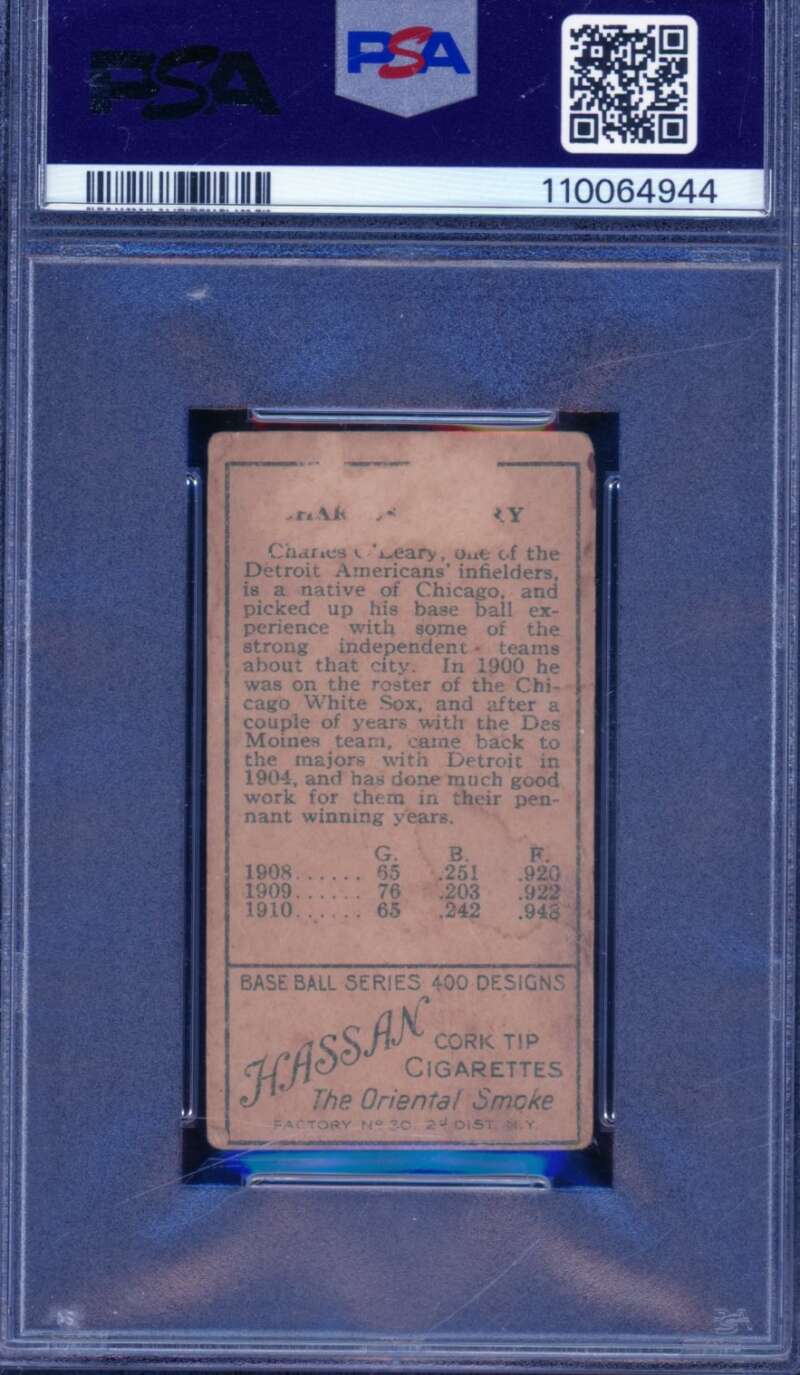 Charley O'leary Card 1911 T205 Gold Border #149 PSA 1 Image 2