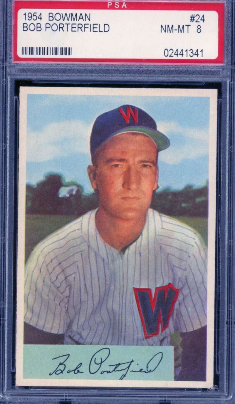 Bob Porterfield Card 1954 Bowman #24 PSA 8 Image 1