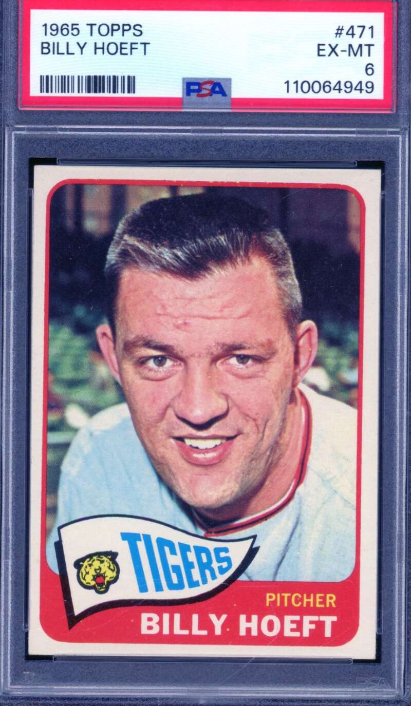 Billy Hoeft Card 1965 Topps #471 PSA 6 Image 1