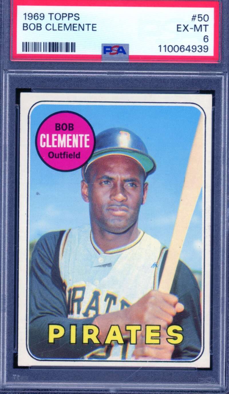 Roberto Clemente Card 1969 Topps #50 PSA 6 Image 1