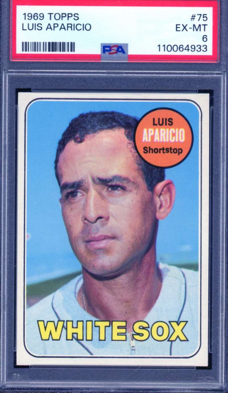 Luis Aparicio Card 1969 Topps #75 PSA 6 Image 1