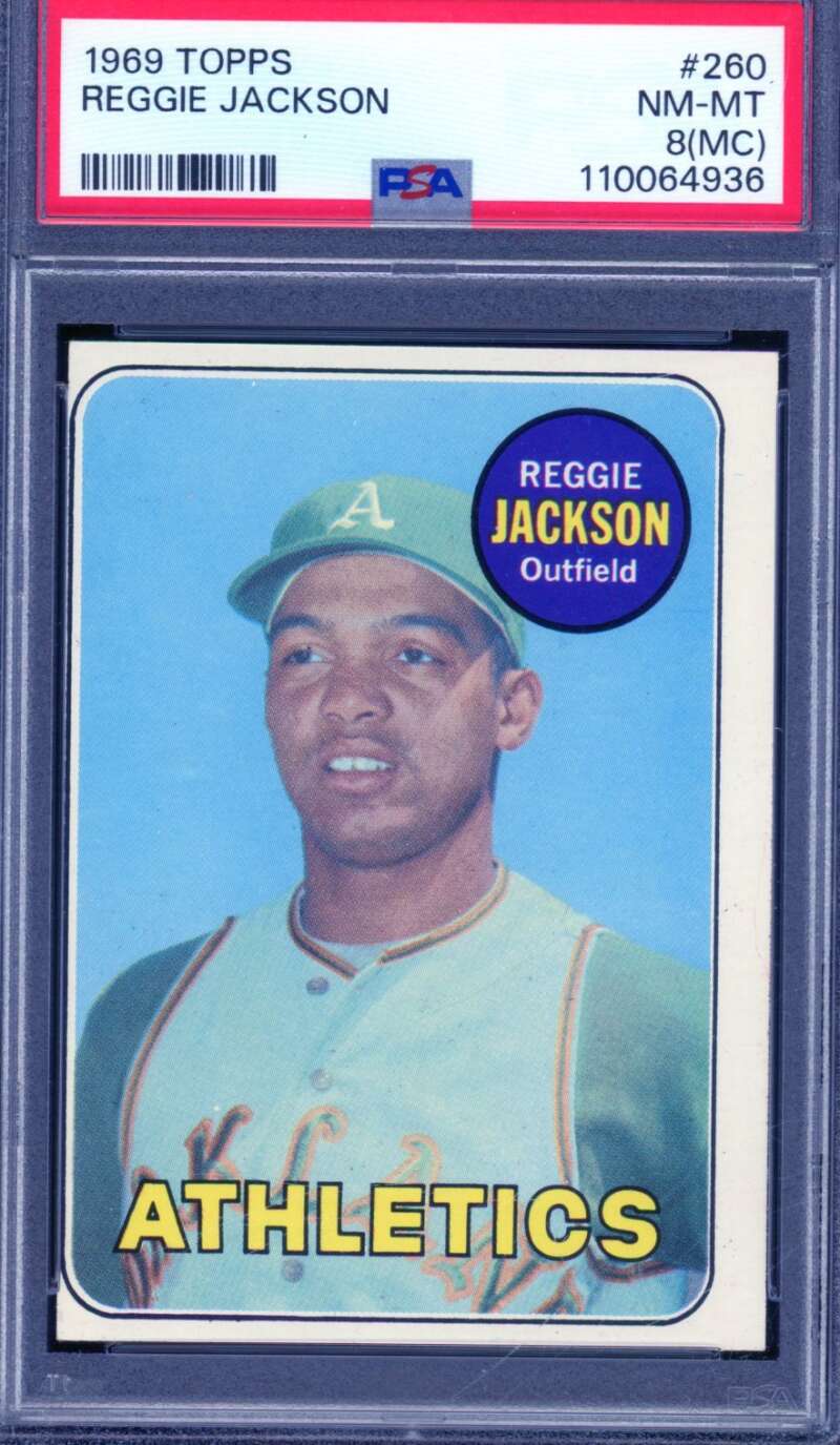 Reggie Jackson Rookie Card 1969 Topps #260 PSA 8 (MC) Image 1