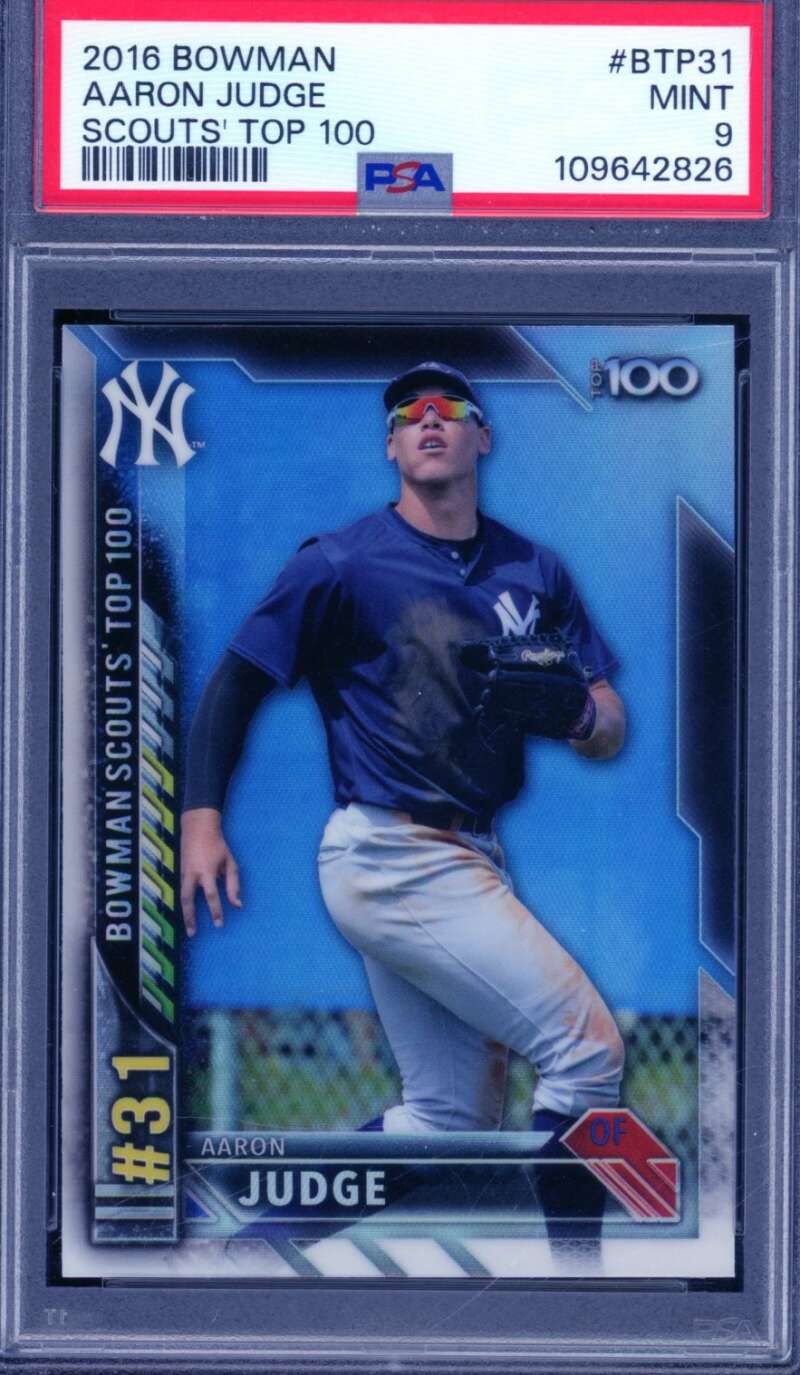 Aaron Judge Rookie Card 2016 Bowman Scouts Top 100 #BTP31 PSA 9 Image 1