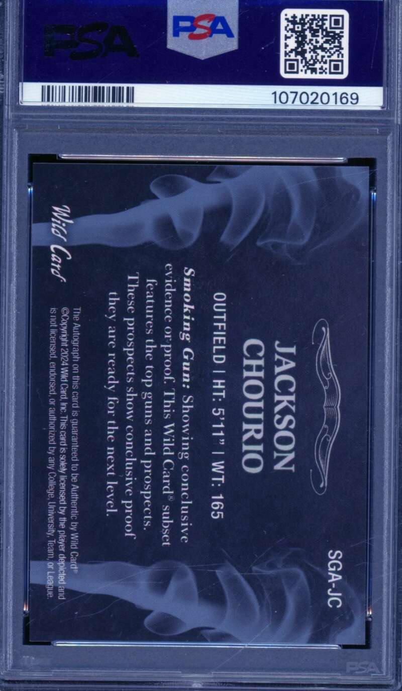 Jackson Chourio Rookie 2024 WC Matte Black Smoking Guns (1/1 #SGAJC PSA 10 Image 2