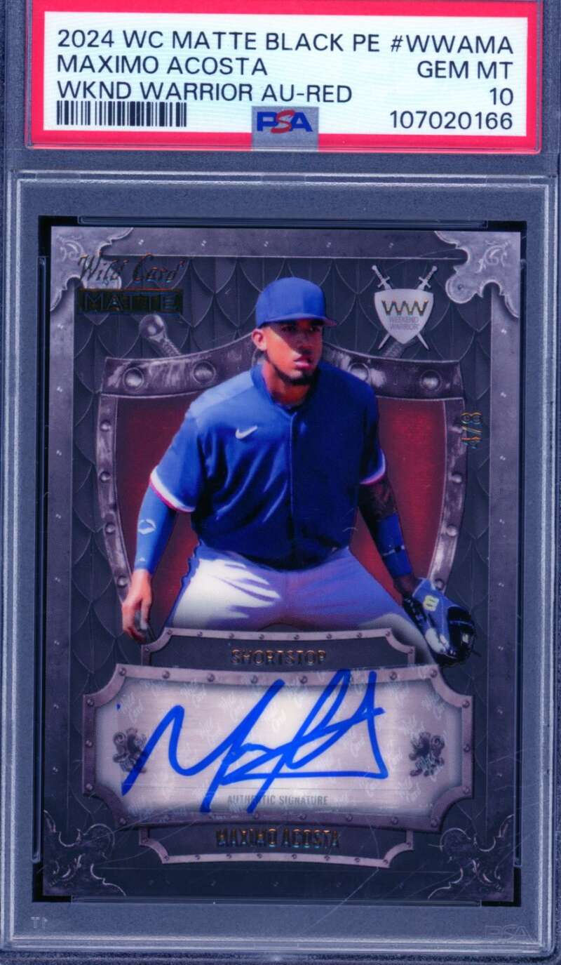 Maximo Acosta Rookie Card 2024 WC Matte Black Auto Red (4/8) #WWAMA PE PSA 10 Image 1