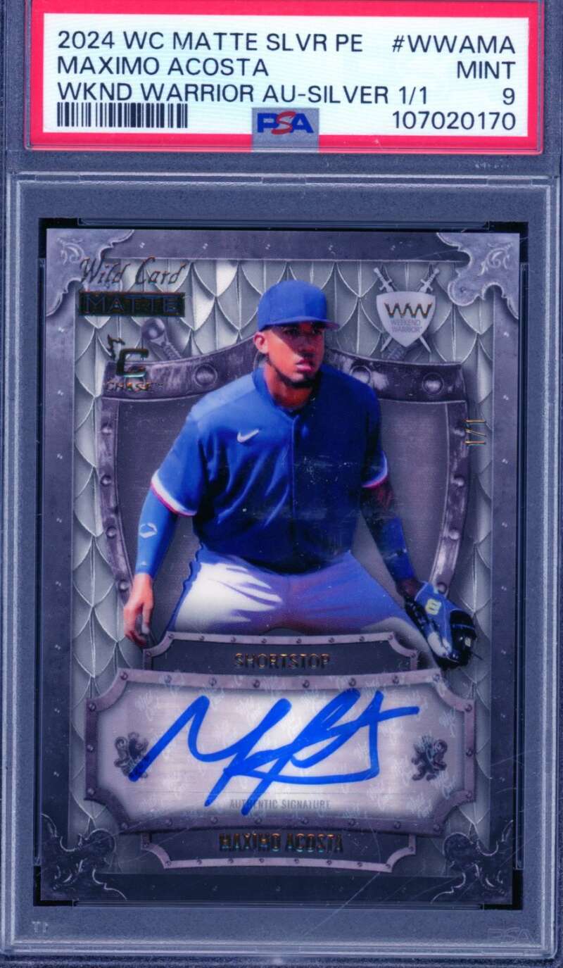 Maximo Acosta 2024 WC Matte Silver Gold Autograph au-silver (1/1) #Wwama PSA 9 Image 1