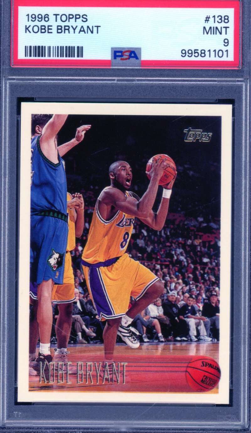 Kobe Bryant Rookie Card 1996-97 Topps #138 PSA 9 Image 1