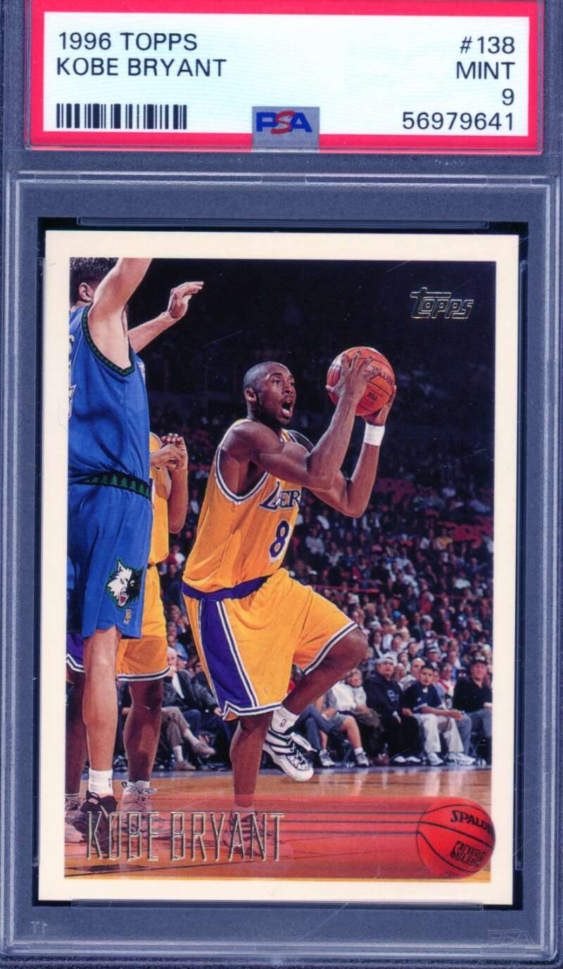 Kobe Bryant Rookie Card 1996-97 Topps #138 PSA 9 Image 1
