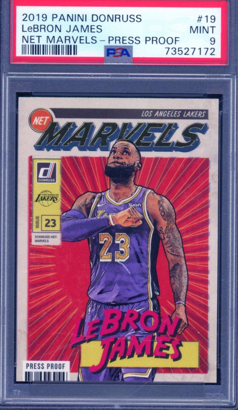LeBron James Card 2019-20 Panini Donruss Net Marvels Press Proof #19 PSA 9 Image 1
