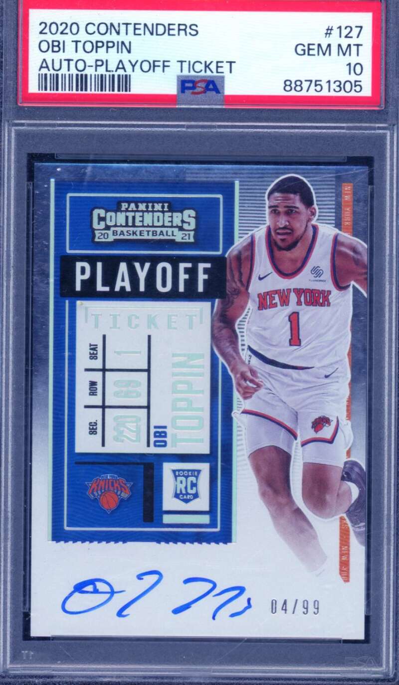 Obi Toppin Rookie 2020-21 Contenders Auto Playoff Ticket (pop 6) #127 PSA 10 Image 1