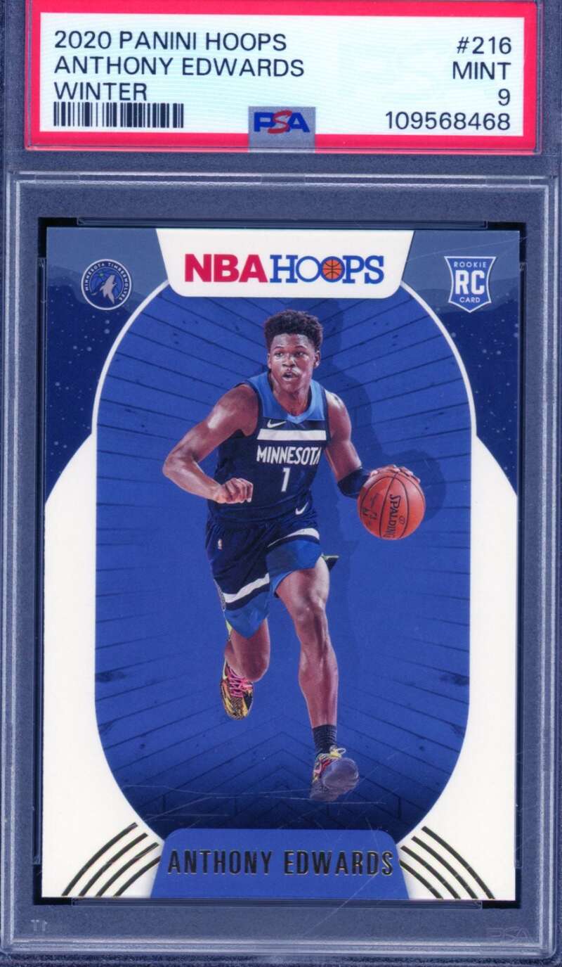 Anthony Edwards Rookie Card 2020-21 Panini Hoops Winter #216 PSA 9 Image 1
