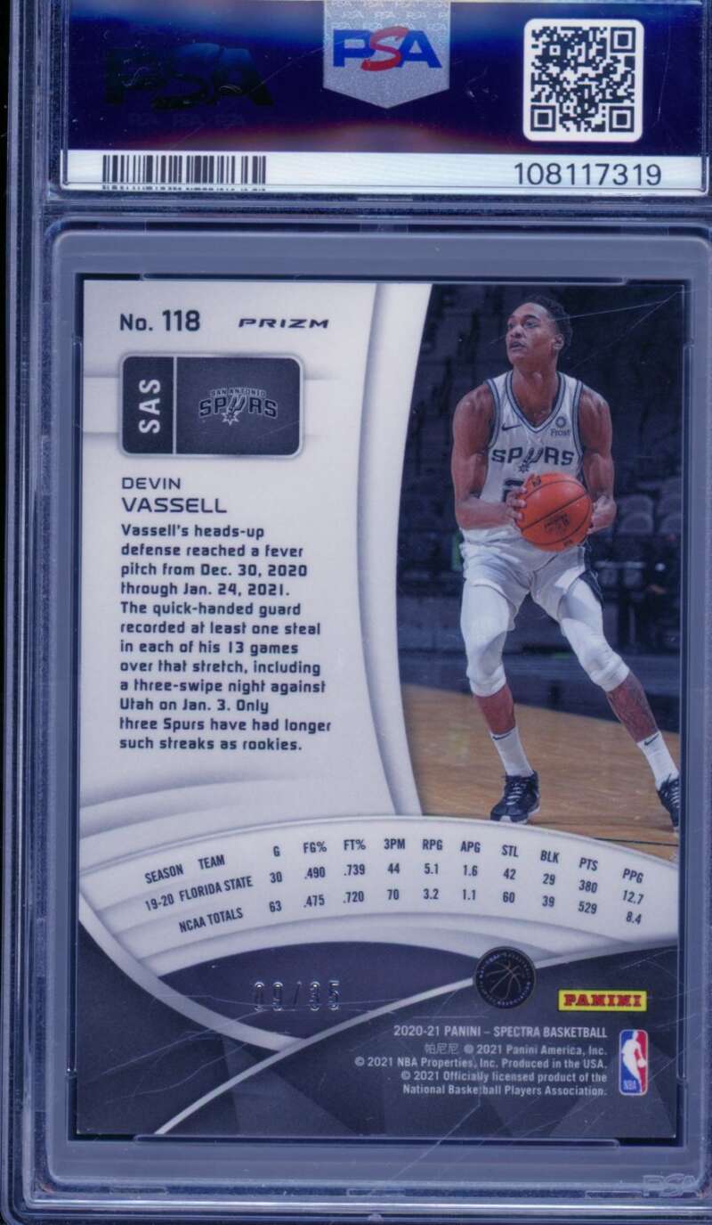 Devin Vassell Rookie Card 2020-21 Spectra Astral (9/35) (pop 2) #118 PSA 9 Image 2