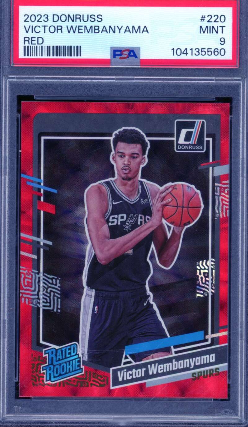 Victor Wembanyama Rookie Card 2023-24 Donruss Red #220 PSA 9 Image 1