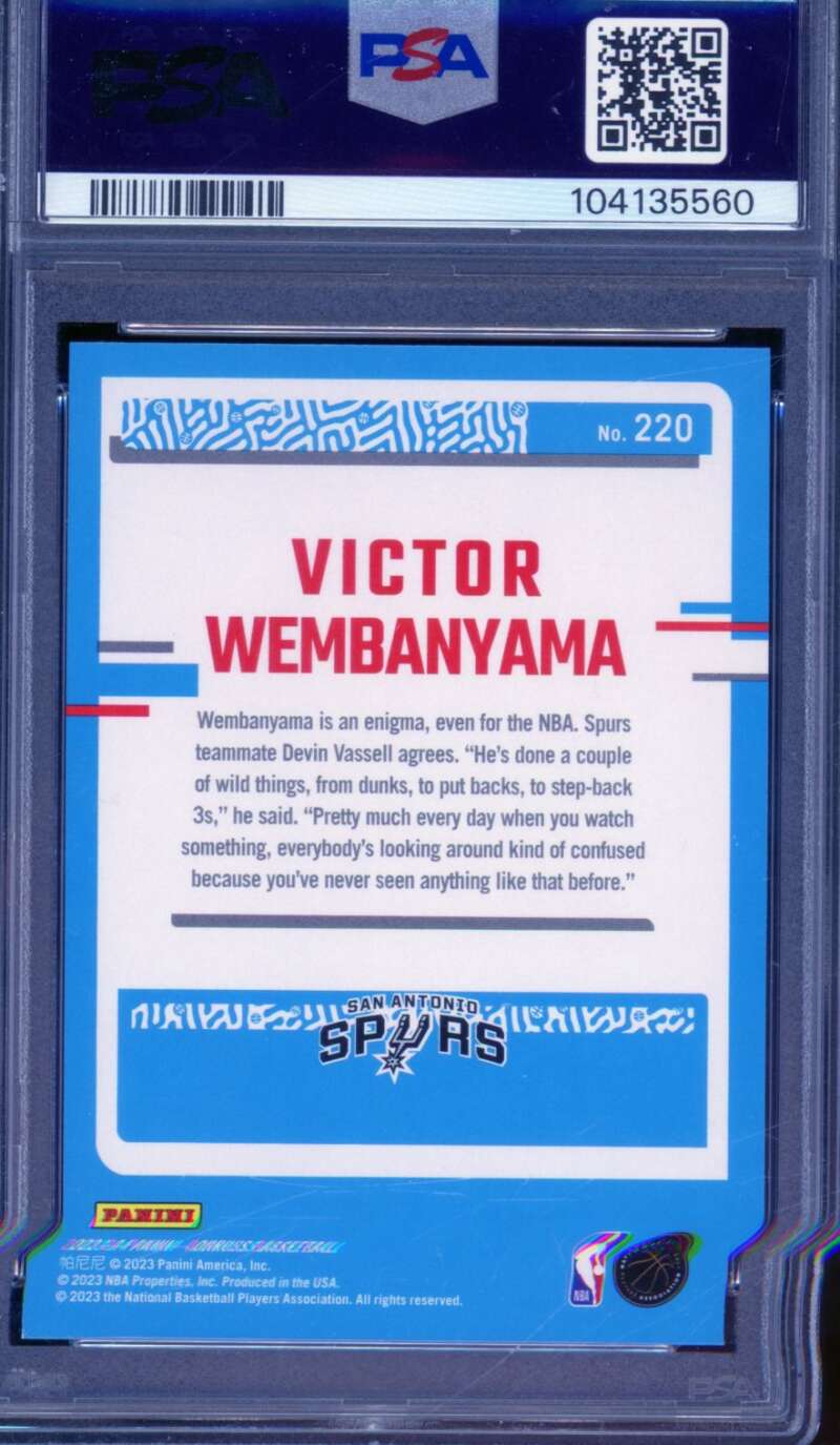 Victor Wembanyama Rookie Card 2023-24 Donruss Red #220 PSA 9 Image 2